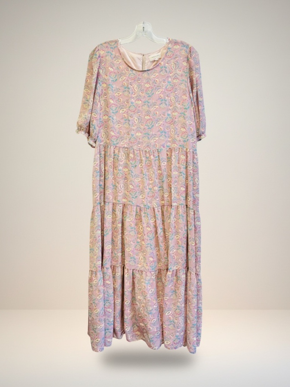 MELLODAY Pink Floral Tiered Maxi Dress - Picture 2 of 2